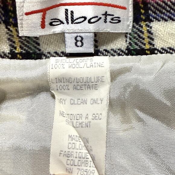 VTG Talbots 100% Wool Pencil Skirt Womens Size 8 Colorful Preppy Tartan Plaid - Picture 7 of 8